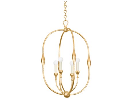Hudson Valley Baltic 4-Light Vintage Gold Leaf Brass Pendant