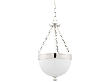 Hudson Valley Barrington 3-Light Polished Nickel Yellow Glass Bowl Round Pendant