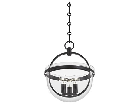 Hudson Valley Malloy 3-Light Aged Iron Black Glass Globe Mini Pendant