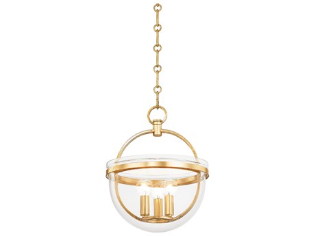 Hudson Valley Malloy 3-Light Vintage Gold Leaf Glass Globe Mini Pendant