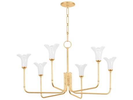 Hudson Valley Montclair 6-Light Vintage Gold Leaf Chandelier