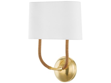 Hudson Valley Webson 2-Light Aged Brass White Wall Sconce