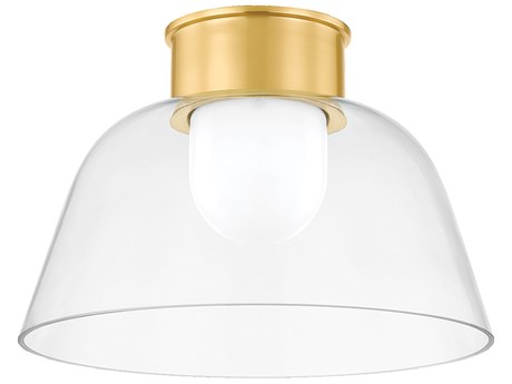 Hudson Valley Lakeside 1-Light Aged Brass Bowl Flush Mount