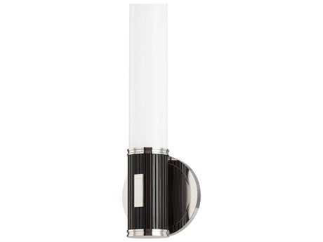 Hudson Valley Crewe 1-Light Polished Nickel Black Glass Wall Sconce