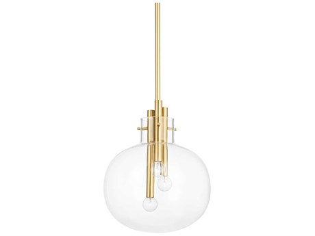 Hudson Valley Hempstead 3-Light Aged Brass Glass Globe Pendant