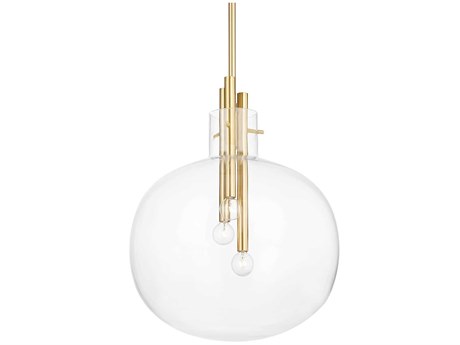 Hudson Valley Hempstead 3-Light Aged Brass Glass Globe Pendant