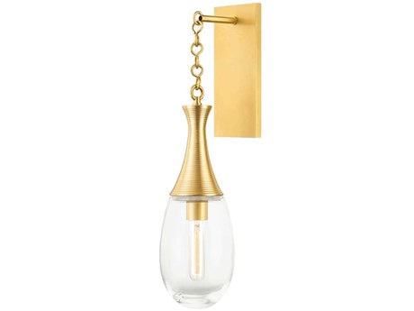 Hudson Valley Southold 1-Light Aged Brass Glass Wall Sconce