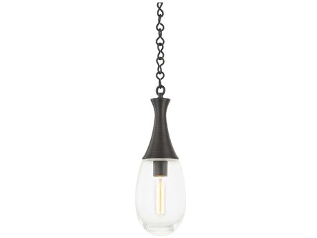 Hudson Valley Southold 1-Light Black Brass Glass Mini Pendant
