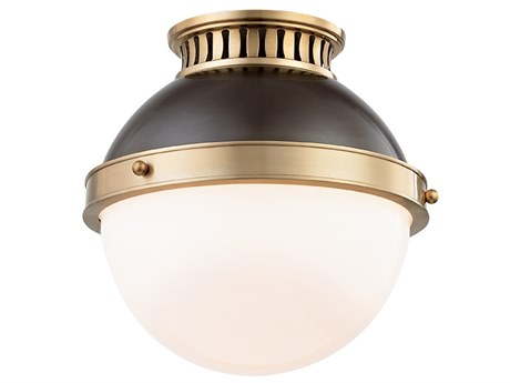 Hudson Valley Latham 1-Light Aged Antique Distressed Bronze Globe Flush Mount