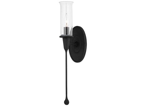 Hudson Valley Chisel 1-Light Black Iron Clear Glass Wall Sconce
