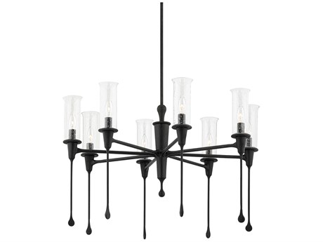 Hudson Valley Chisel 8-Light Black Iron Clear Glass Candelabra Chandelier