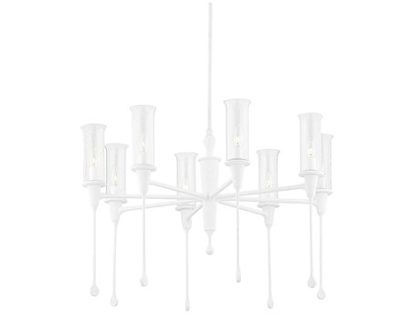 Hudson Valley Chisel 8-Light White Plaster Clear Glass Candelabra Chandelier