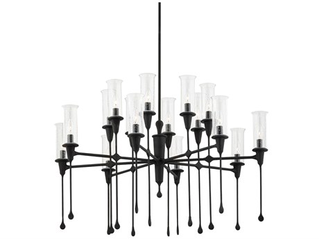 Hudson Valley Chisel 16-Light6-Light Black Iron Clear Glass Candelabra Chandelier