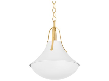 Hudson Valley Coventry 1-Light Vintage Gold Leaf White Plaster Bell Pendant