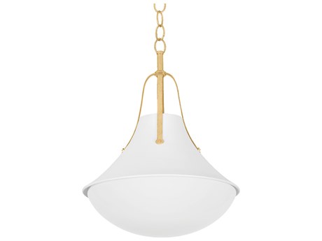 Hudson Valley Coventry 1-Light Vintage Gold Leaf White Plaster Bell Pendant
