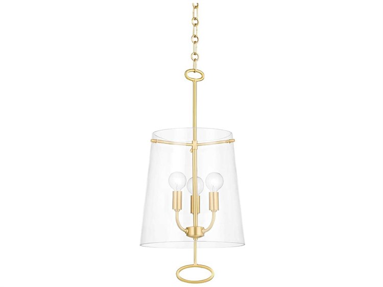 Photos - Chandelier / Lamp Hudson Valley James 3-Light Aged Brass Glass Chandelier 4711-AGB