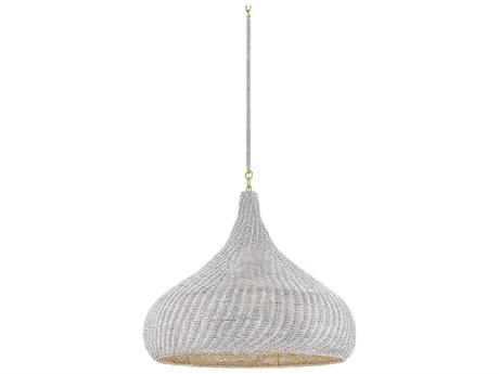 Hudson Valley Hampstead 1-Light Aged Brass Gray Pendant