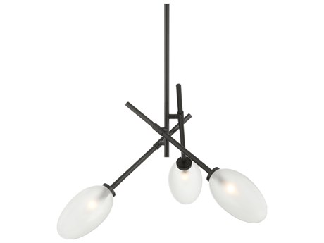 Hudson Valley Alberton 3-Light Black Brass Glass Chandelier