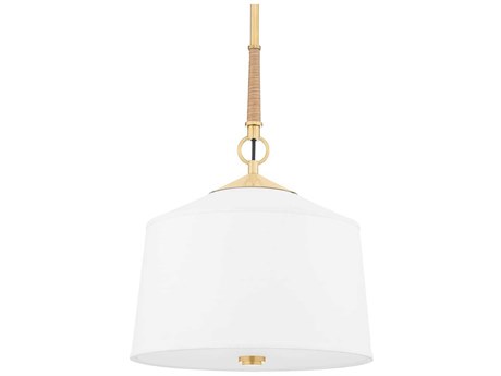 Hudson Valley White Plains 1-Light Aged Brass Drum Pendant
