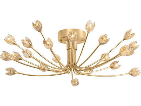 Hudson Valley Falkirk 22-Light Vintage Gold Leaf Semi Flush Mount