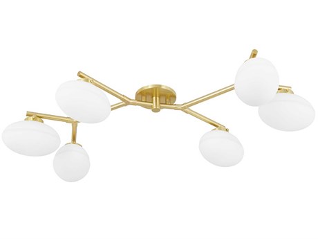 Hudson Valley Wagner 6-Light Aged Brass Glass LED Globe Semi Flush Mount