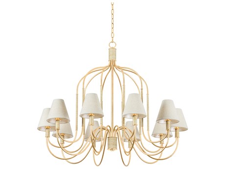 Hudson Valley Warrensburg 10-Light Vintage Gold Leaf Candelabra Chandelier