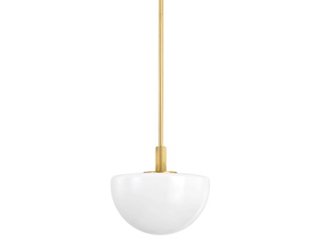 Hudson Valley Lethbridge 1-Light Aged Brass White Glass Bowl Globe Mini Pendant