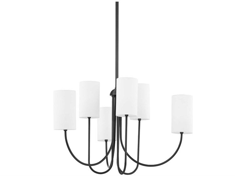 Photos - Chandelier / Lamp Hudson Valley Harlem 6-Light Old Bronze White Cylinder Chandelier 6828-OB