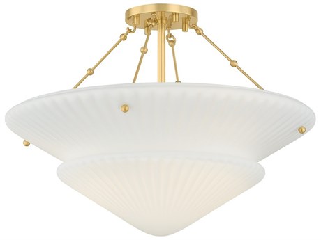 Hudson Valley Loburn 3-Light Aged Brass Tiered Semi Flush Mount