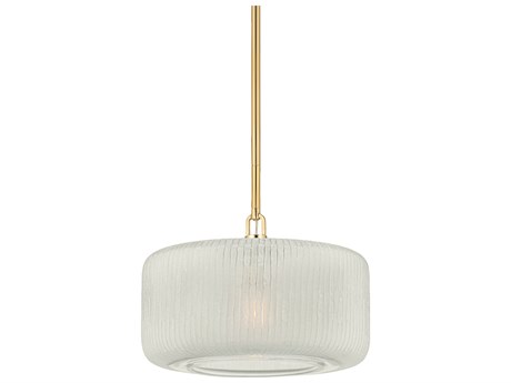 Hudson Valley Beechurst 1-Light Aged Brass Drum Pendant