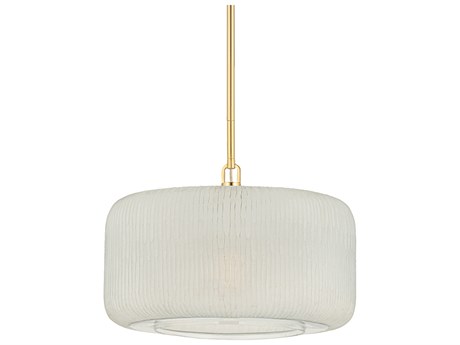 Hudson Valley Beechurst 1-Light Aged Brass Drum Pendant