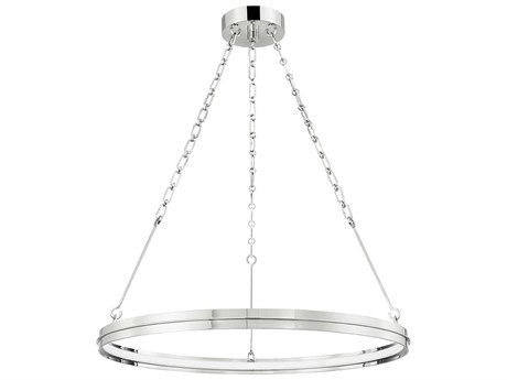 Hudson Valley Rosendale 1-Light Polished Nickel Glass LED Round Pendant