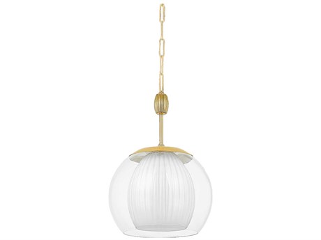 Hudson Valley Clementon 1-Light Aged Brass Pendant