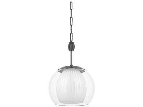 Hudson Valley Clementon 1-Light Distressed Bronze Black Dome Pendant