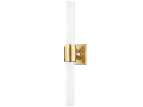 Hudson Valley Hogan 2-Light Aged Brass Opal Glossy Glass Wall Sconce