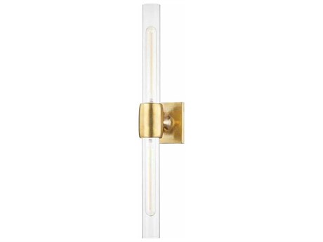 Hudson Valley Hogan 2-Light Aged Brass Glass Wall Sconce