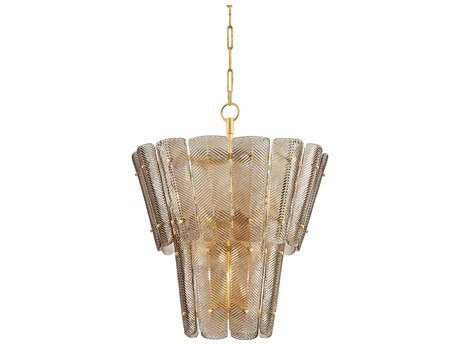 Hudson Valley Cassian 10-Light Vintage Gold Leaf Bronze Tiered Chandelier