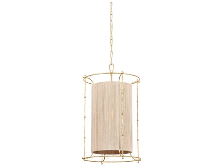 Hudson Valley Jones Point 1-Light Vintage Gold Leaf Cylinder Pendant