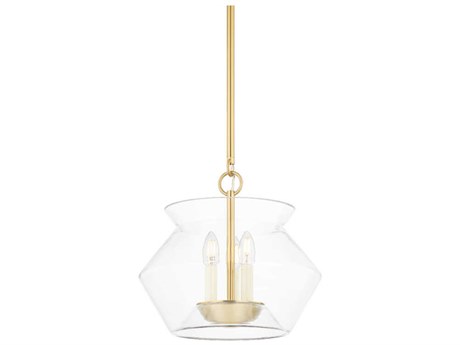 Hudson Valley Edmonton 3-Light Aged Brass Glass Pendant