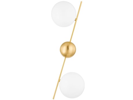 Hudson Valley Wendover 2-Light Aged Brass White Glass Wall Sconce