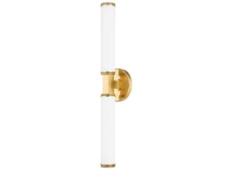 Hudson Valley Cromwell 2-Light Aged Brass Glass LED Wall Sconce
