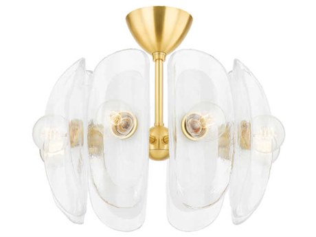 Hudson Valley Hilo 8-Light Aged Brass Glass Semi Flush Mount
