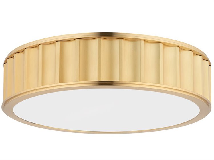 Photos - Chandelier / Lamp Wide Hudson Valley Middlebury 3-Light Aged Brass White Glass Drum Flush Mount 912-AGB 