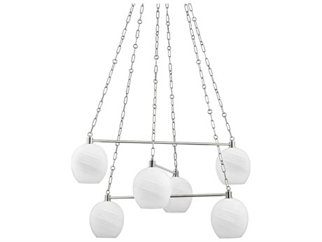 Hudson Valley Asbury Park 6-Light Polished Nickel Glass Globe Chandelier