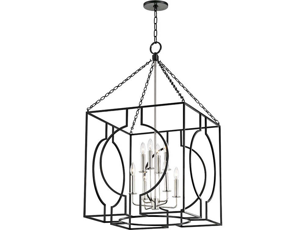 Octavio 8-Light Aged Iron Polished Nickel Combo Black Lantern Pendant