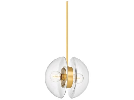 Hudson Valley Kert 2-Light Aged Brass Glass Round Mini Pendant