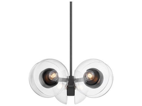 Hudson Valley Kert 6-Light Black Brass Glass Round Chandelier