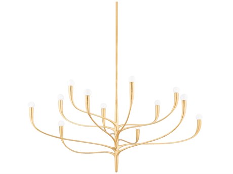 Hudson Valley Labra 12-Light Vintage Gold Leaf Chandelier