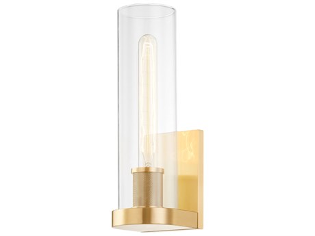 Hudson Valley Porter 1-Light Aged Brass Glass Wall Sconce