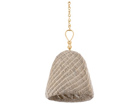 Hudson Valley Reina 1-Light Gold Leaf Gray Bell Pendant